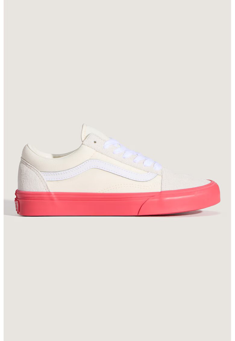 Vans Кожени маратонки Old Skool с текстил - Коралово червено/Крем
