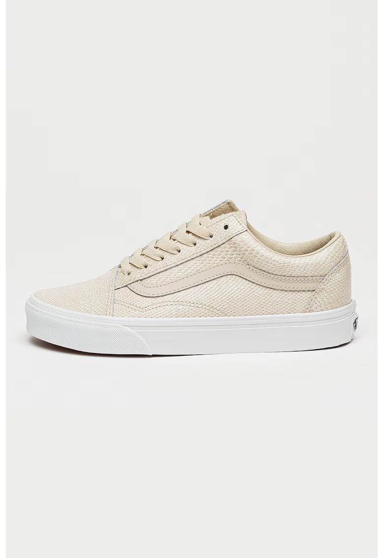 Vans Кожени спортни обувки Old Skool с десен - Бял/Светло бежово