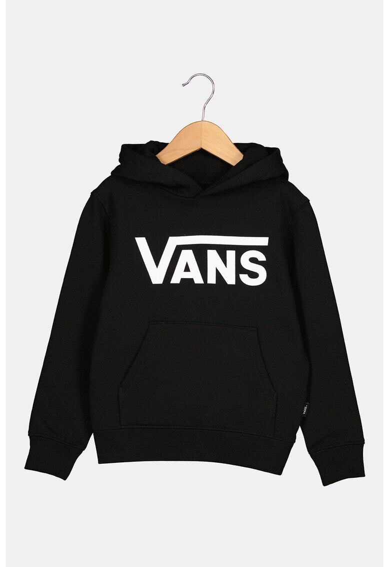 Vans Суитшърт с лого и джоб тип кенгуру - Бял/Черен