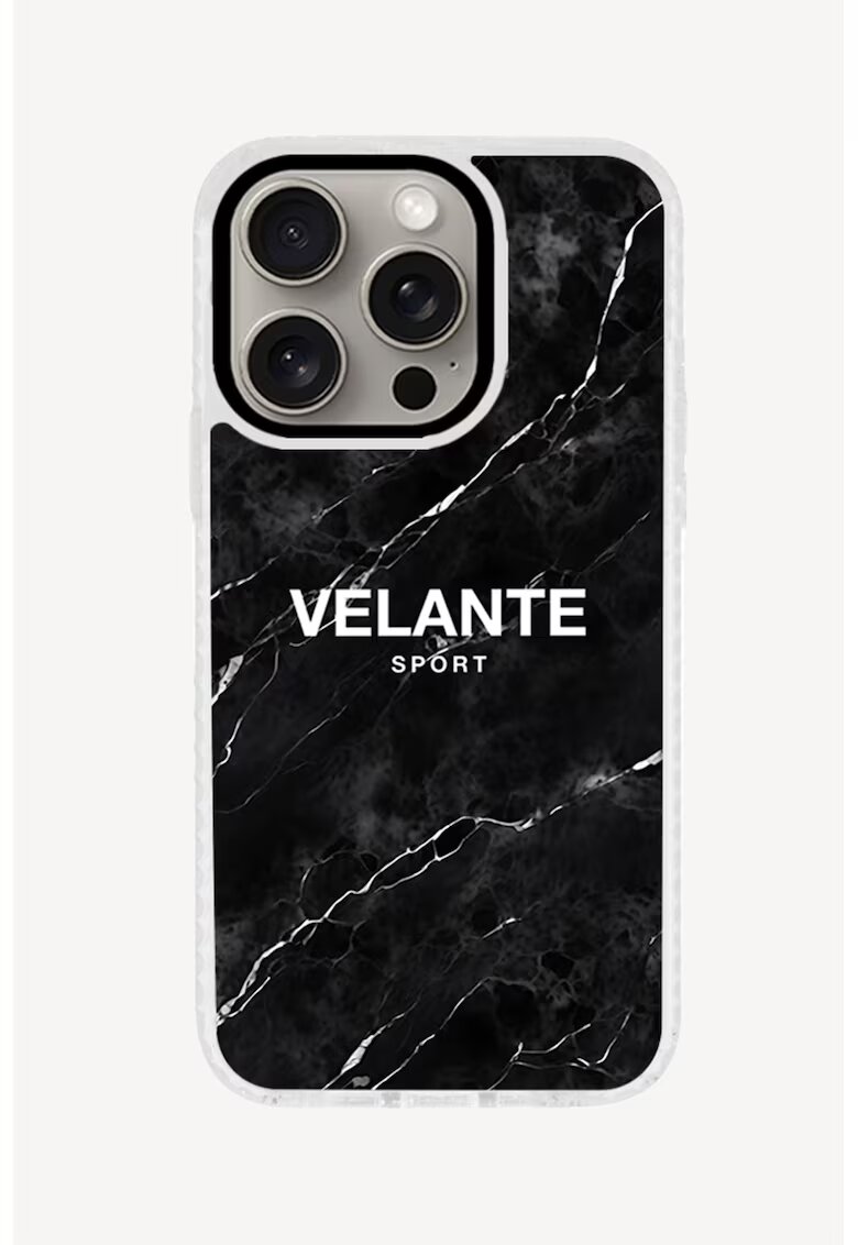 VELANTE OFFICIALE Унисекс калъф за iPhone 15 PRO с лого - Бял/Черен
