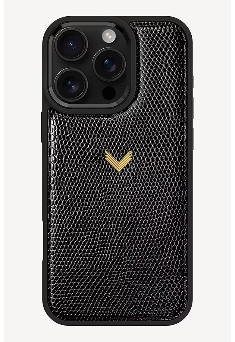VELANTE OFFICIALE Унисекс кожен калъф Solstice с шагрен за iPhone 16 Pro Max - Черен