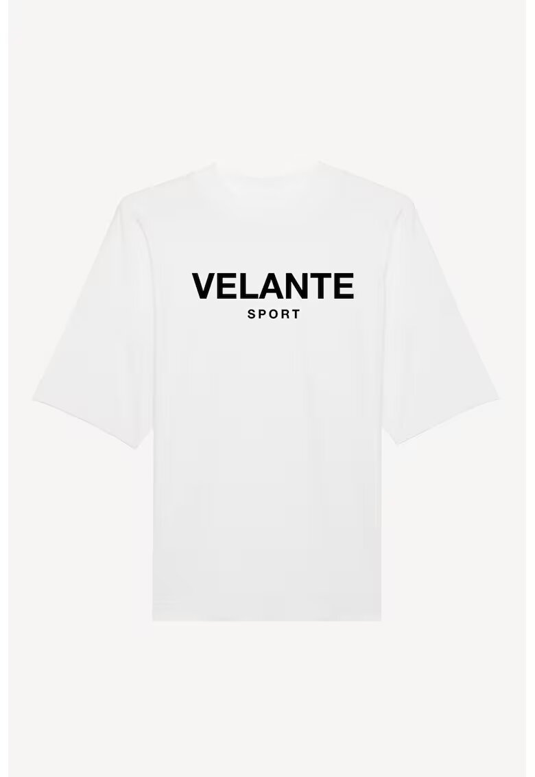 VELANTE OFFICIALE Унисекс тениска от органичен памук с лого - Бял/Черен