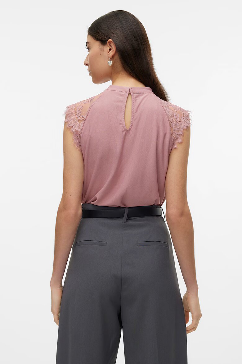 Vero Moda Блуза с дантелени ръкави Светлорозов