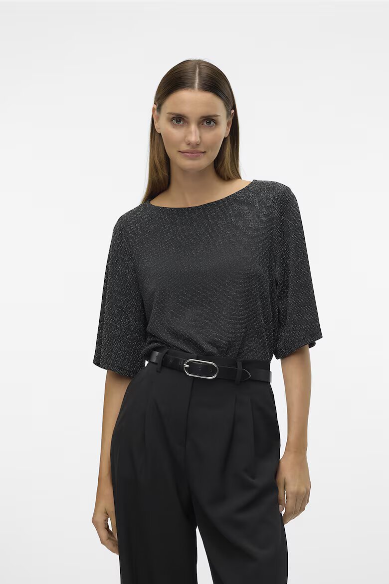 Vero Moda Блуза с лурекс Черен/Сребрист