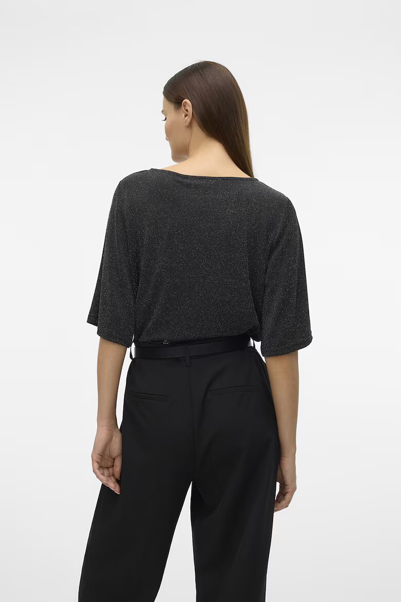 Vero Moda Блуза с лурекс Черен/Сребрист