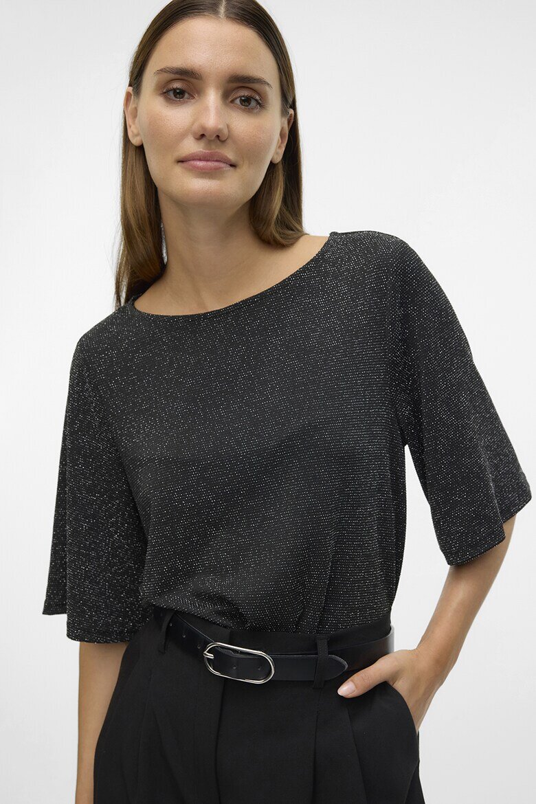 Vero Moda Блуза с лурекс Черен/Сребрист