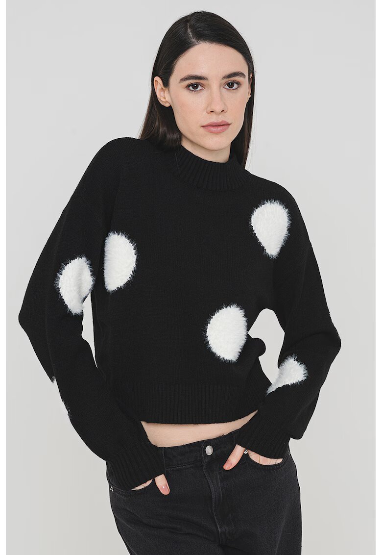 Vero Moda Пуловер Yolanda с рипс - Бял/Черен