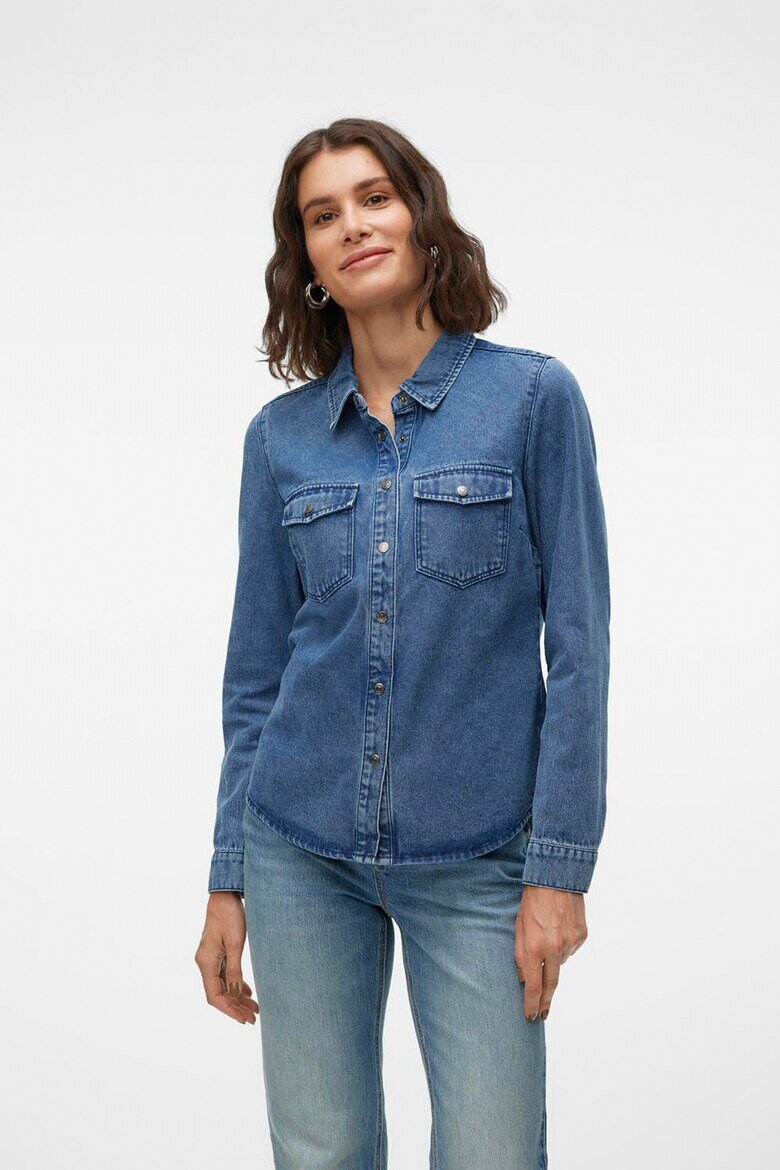 Vero Moda Риза Jennie от деним с пришити джобове