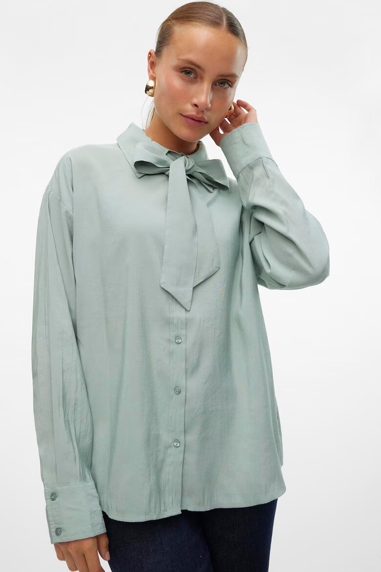 Vero Moda Свободна риза Lexie с панделка Бледозелен