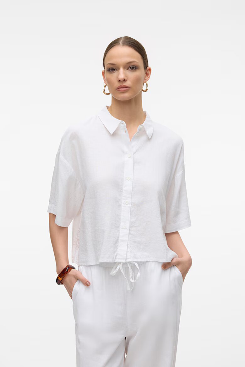 Vero Moda Свободна риза с лен Бял