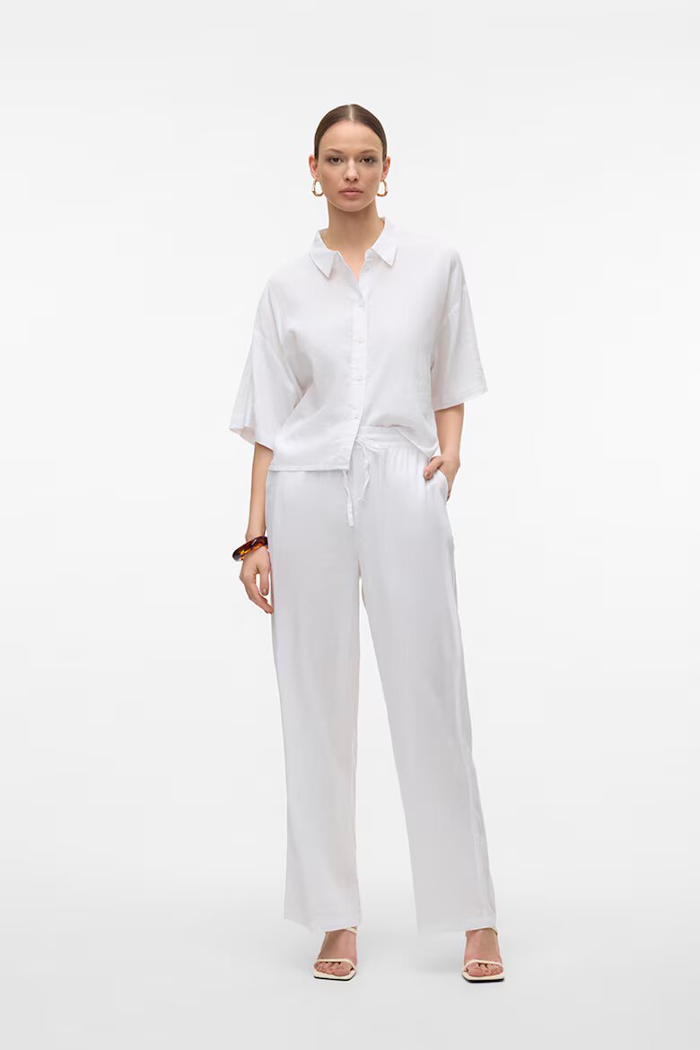 Vero Moda Свободна риза с лен Бял