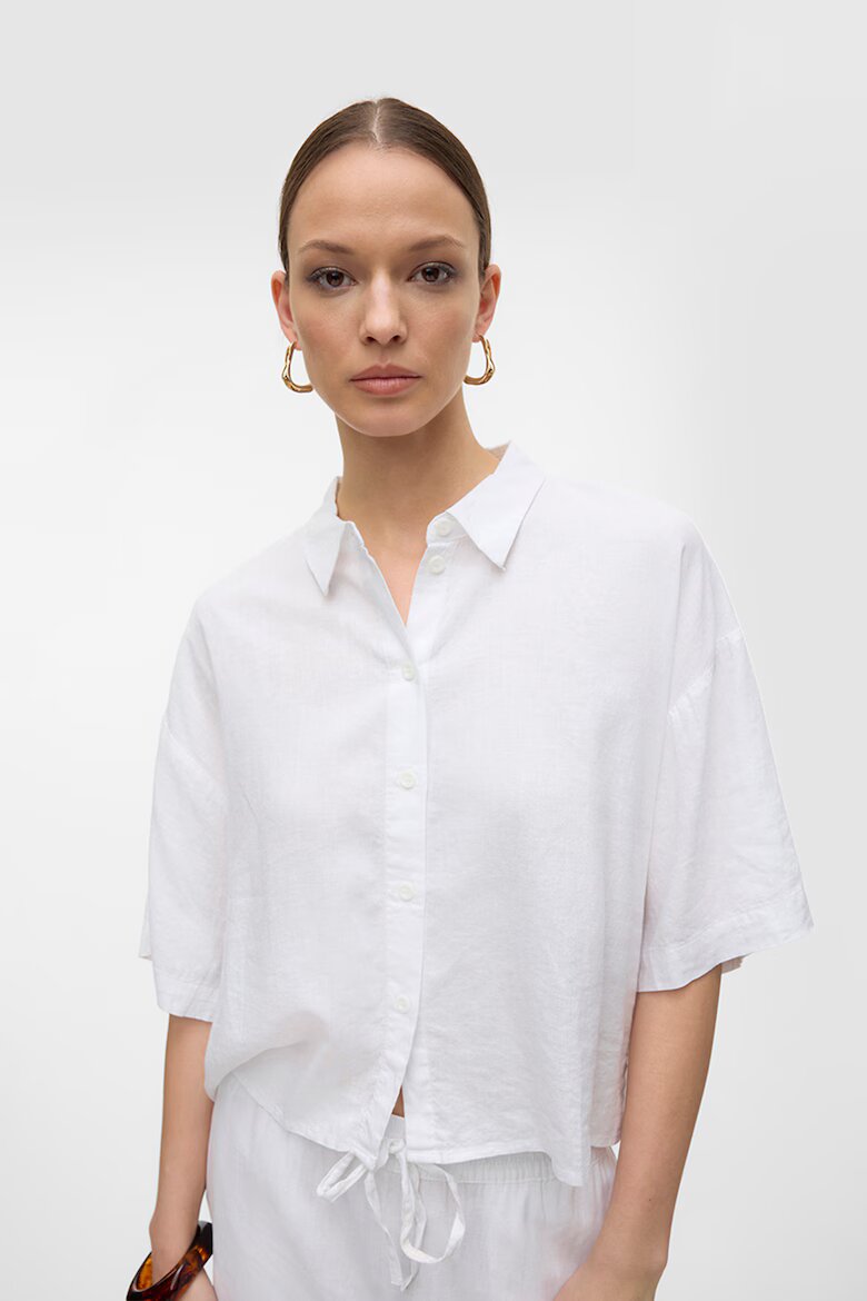 Vero Moda Свободна риза с лен Бял