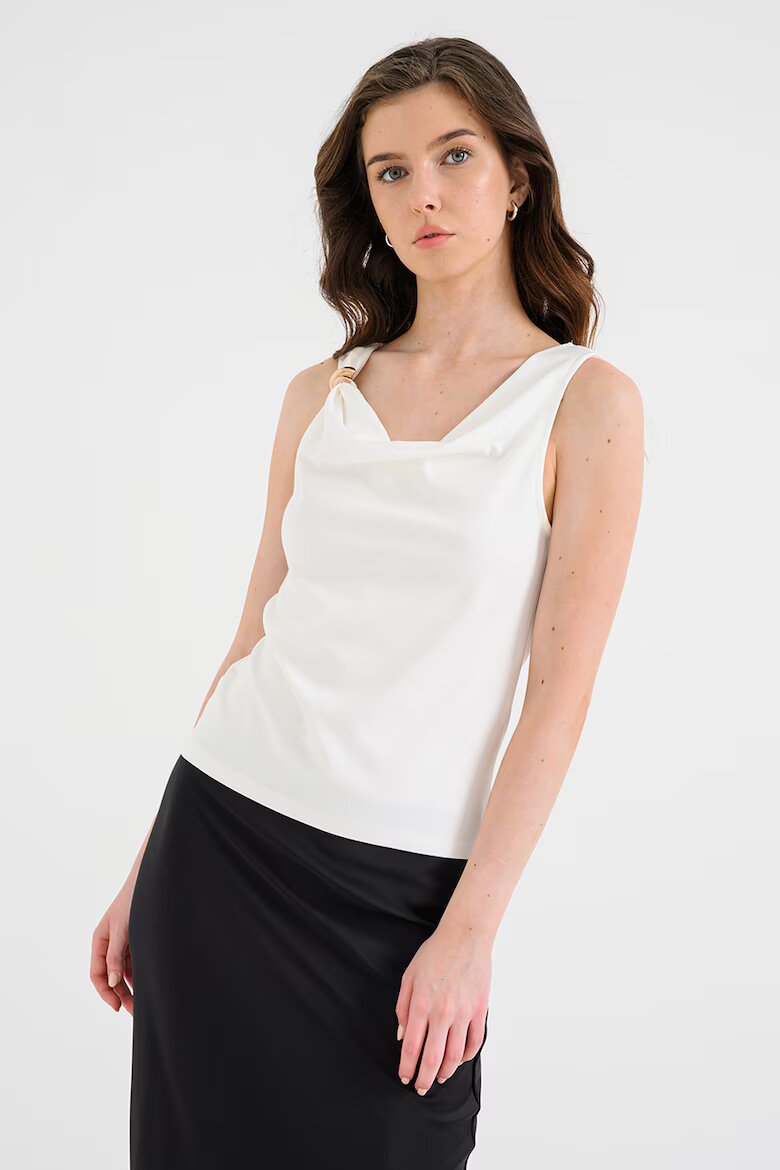 Vero Moda Топ с драпирано деколте Мръснобял