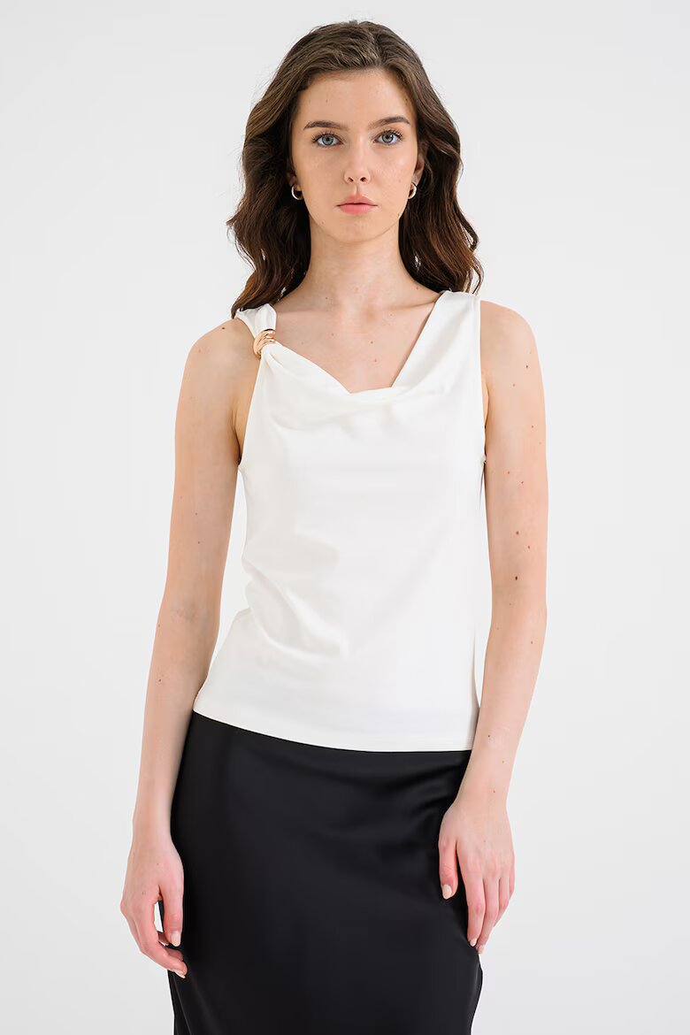 Vero Moda Топ с драпирано деколте Мръснобял