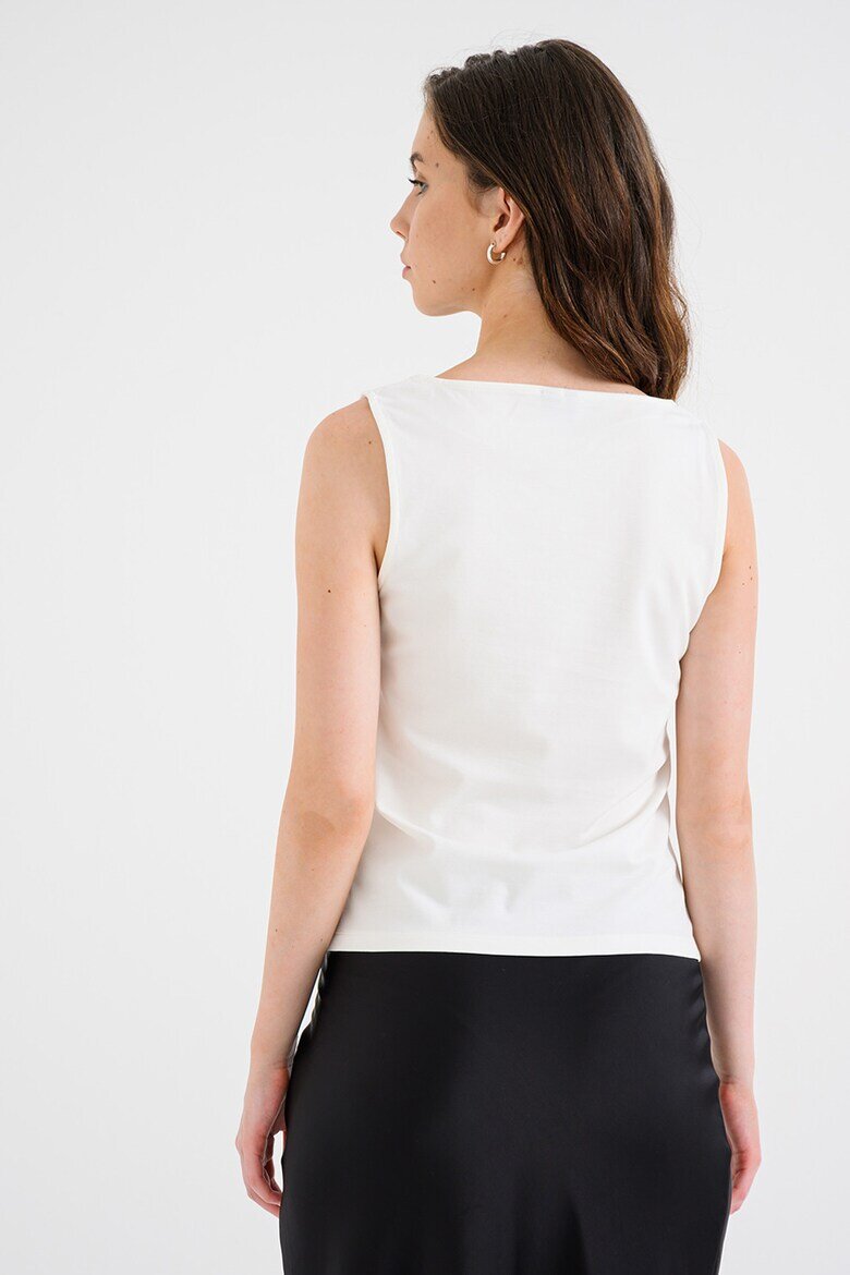 Vero Moda Топ с драпирано деколте Мръснобял