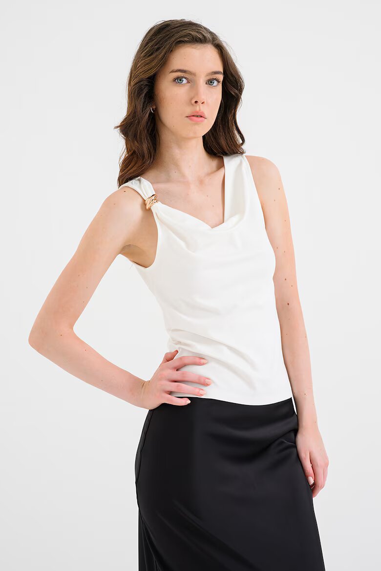 Vero Moda Топ с драпирано деколте Мръснобял