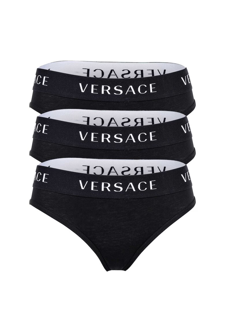 Versace Бикини 14025 с лого на талията - 3 чифта - Черен