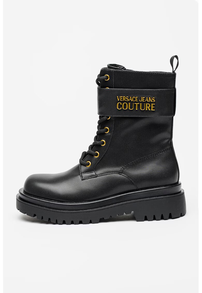 Versace Jeans Couture Ботуши от еко кожа с лого - Черен