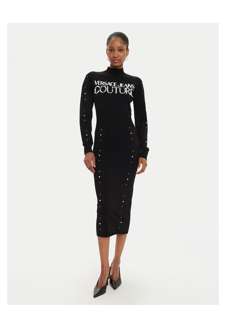 Versace Jeans Couture Дамска рокля черна - плетена