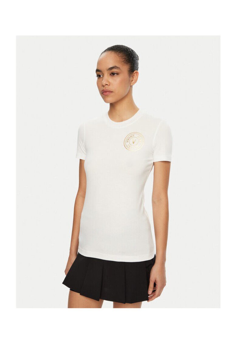 Versace Jeans Couture Дамска тениска бяла на цвят - от памук