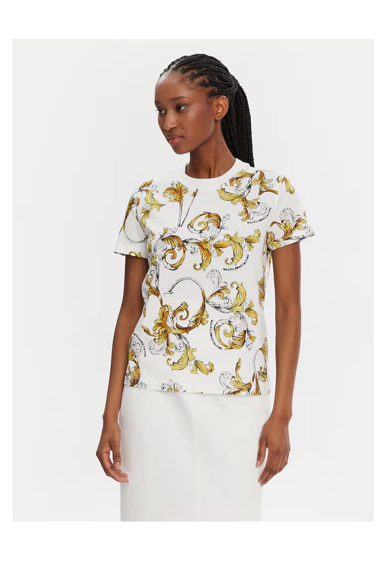 Versace Jeans Couture Дамска тениска бяла - памук с шарка
