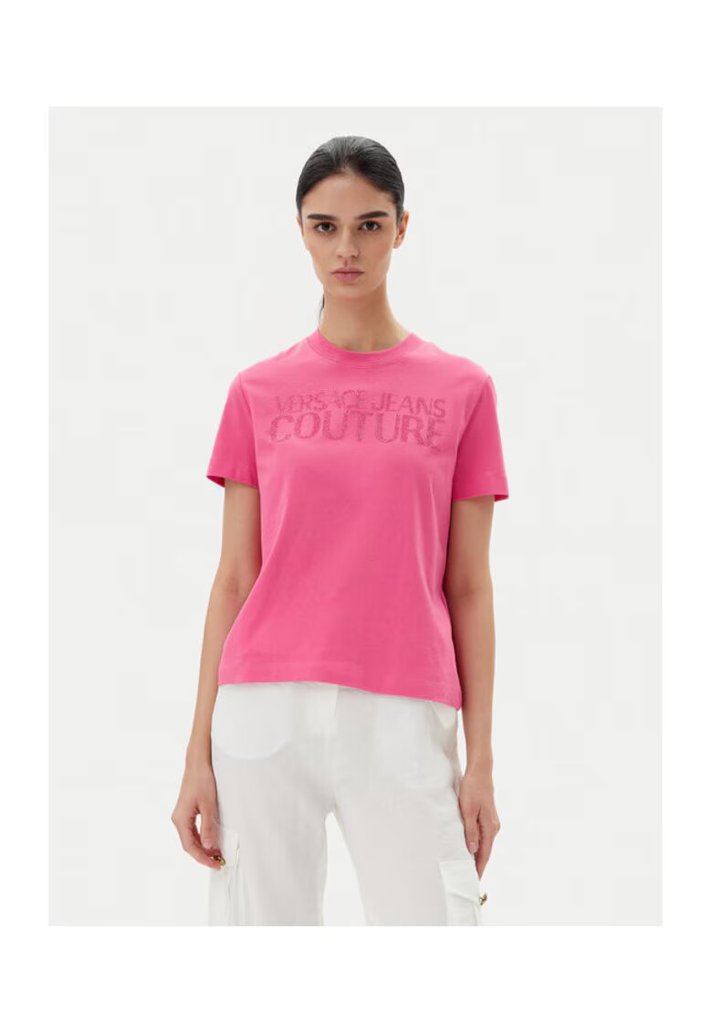 Versace Jeans Couture Дамска тениска розова - от памук