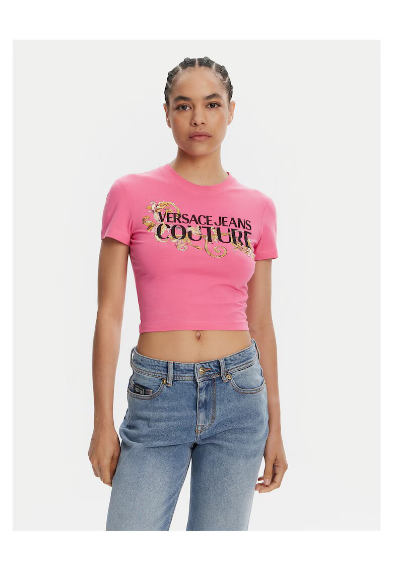 Versace Jeans Couture Дамска тениска розова - памук