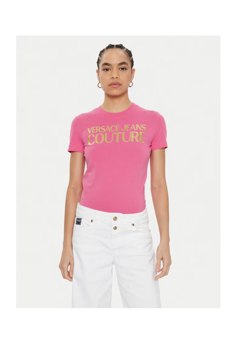 Versace Jeans Couture Дамска тениска розова - памук