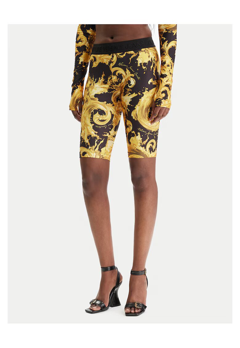 Versace Jeans Couture Дамски къси панталони - Slim fit - Полиестер - Черен/Златист