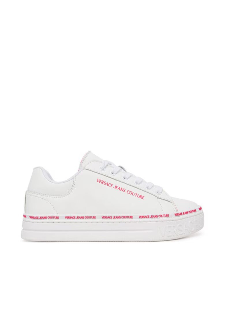 Versace Jeans Couture Дамски кецове 79VA3SK5 - естествена кожа - бял/розов