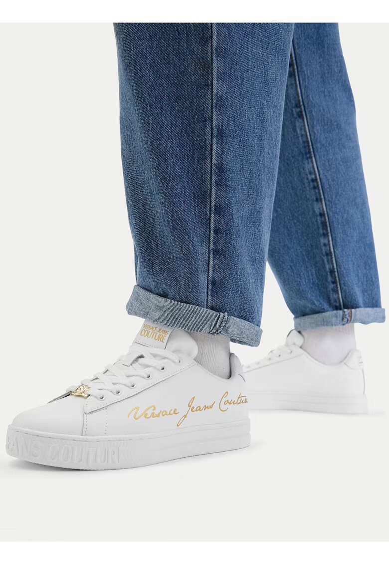 Versace Jeans Couture Дамски кецове естествена кожа - бели