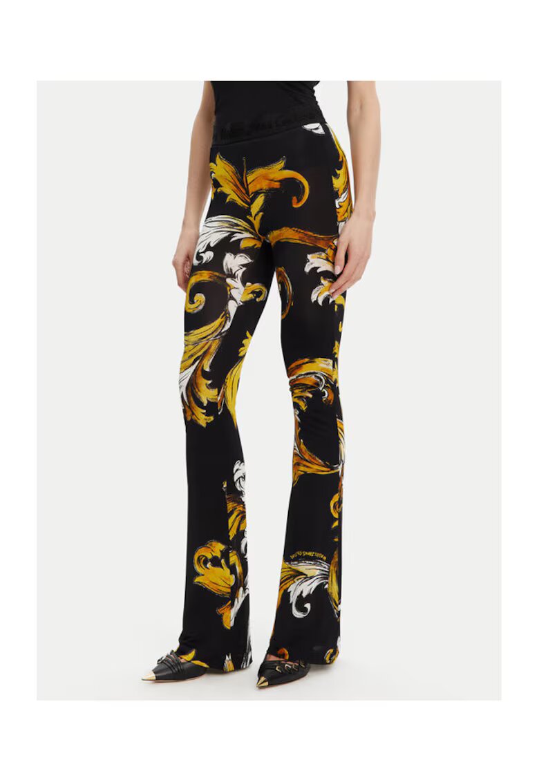 Versace Jeans Couture Дамски панталон черен/жълт - плат