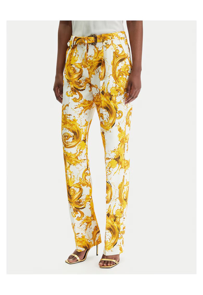 Versace Jeans Couture Дамски панталони - полиестер - бял/златист