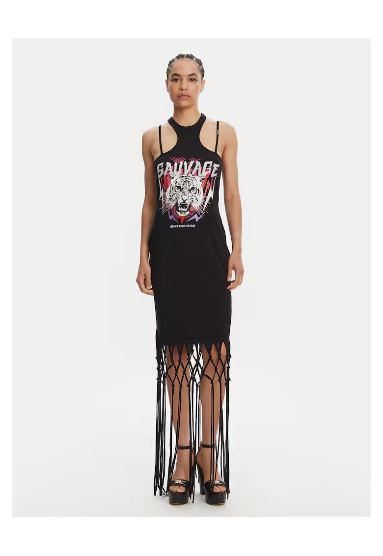 Versace Jeans Couture Ежедневна дамска рокля черна - качествена материя - макси