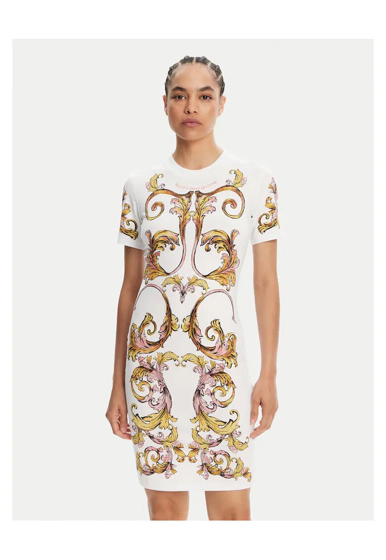 Versace Jeans Couture Ежедневна рокля за жени бяла - качествена материя
