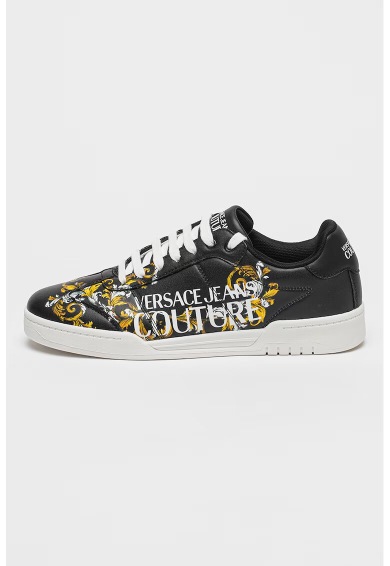 Versace Jeans Couture Кожени спортни обувки Brooklyn с лого - Черен/Шафраново жълто