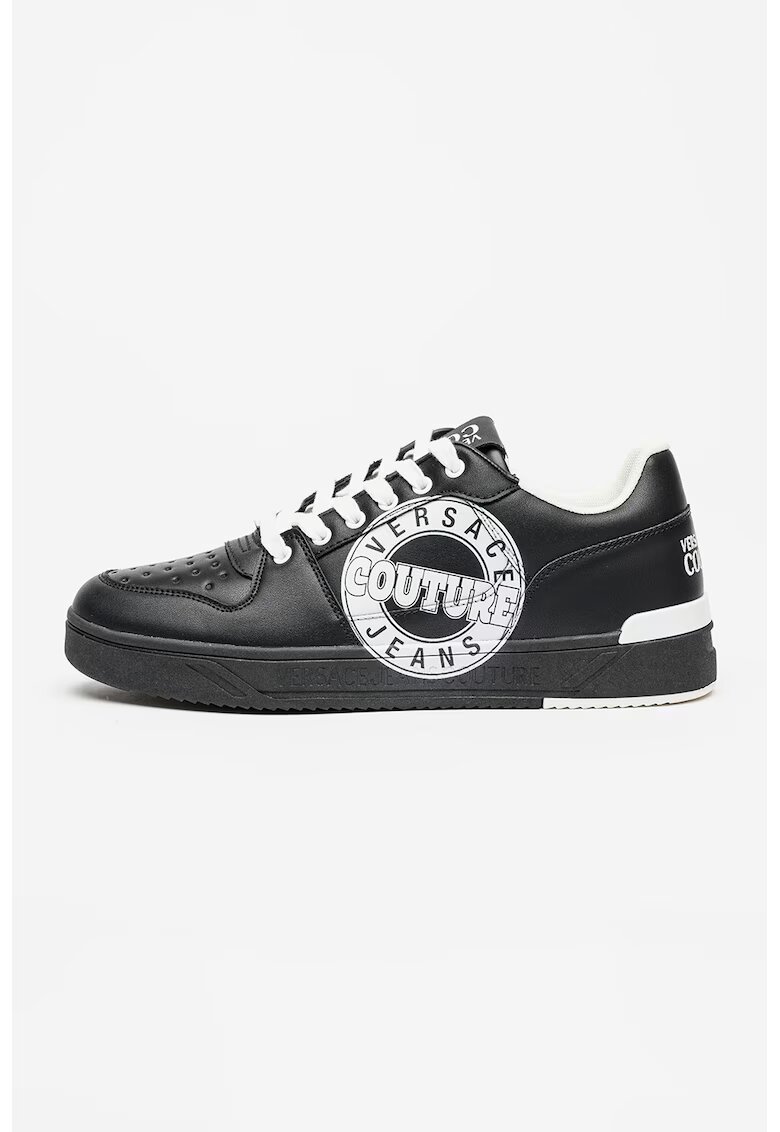 Versace Jeans Couture Кожени спортни обувки Starlight с контрастно лого - Черен
