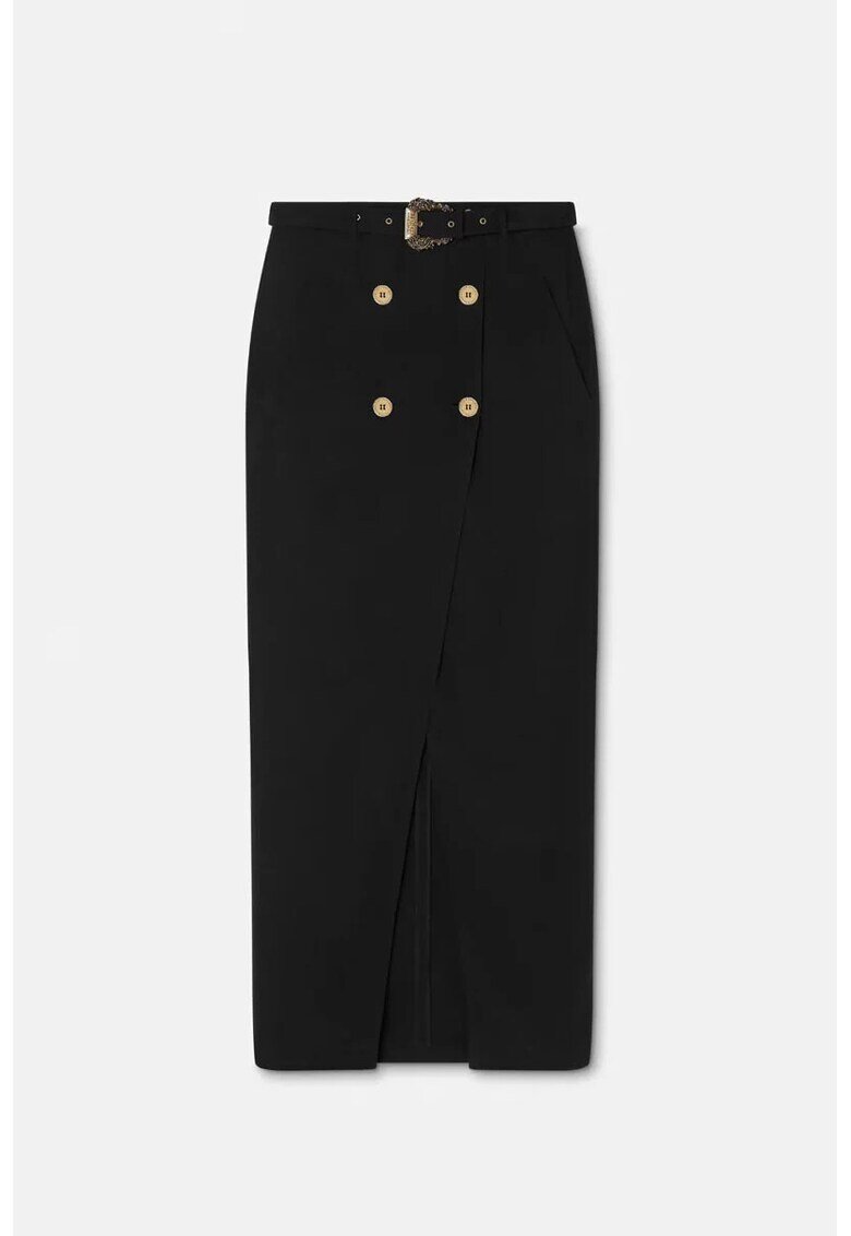 Versace Jeans Couture Long Skirt With Front Buttons & Belt - Черен