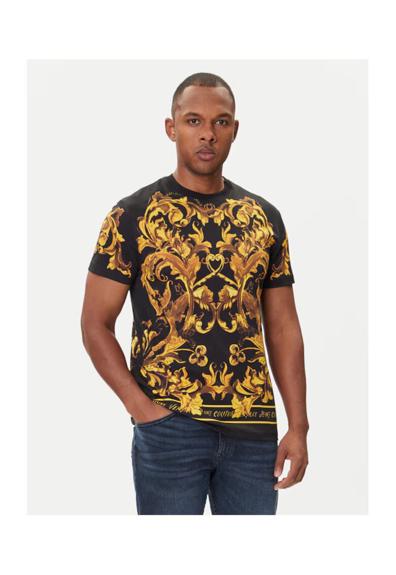 Versace Jeans Couture Мъжка тениска черно/жълто - памук
