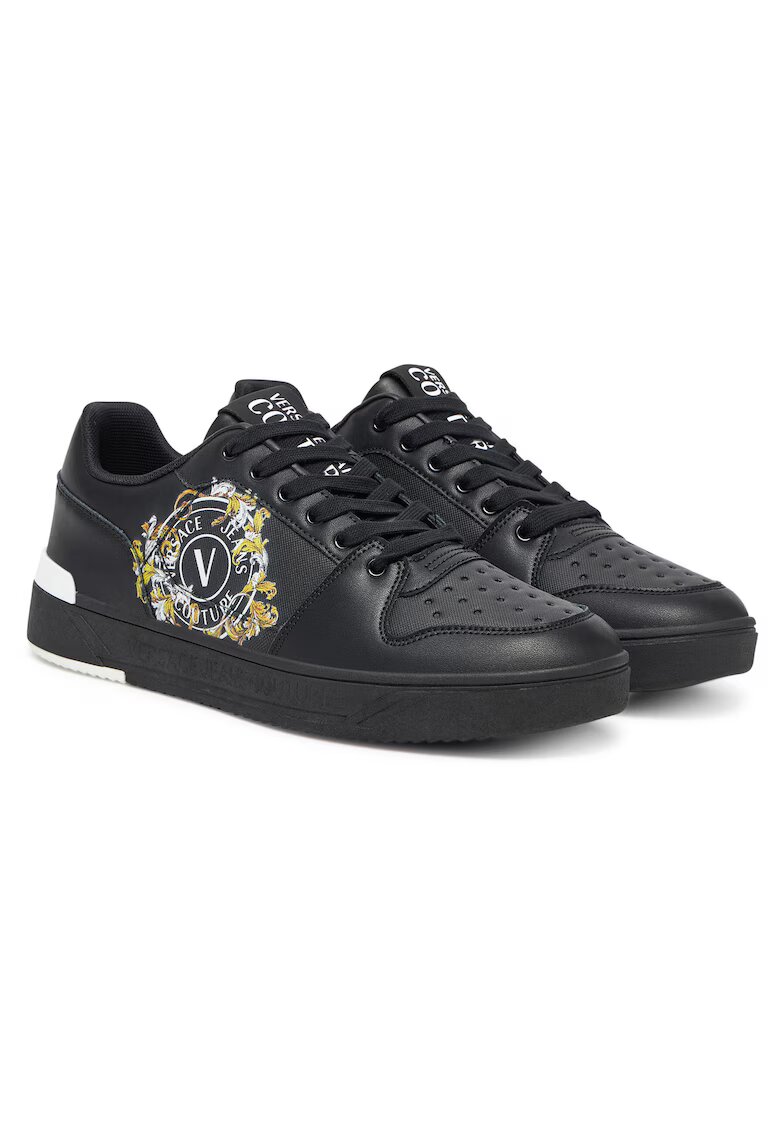 Versace Jeans Couture Мъжки кецове естествена кожа - черни