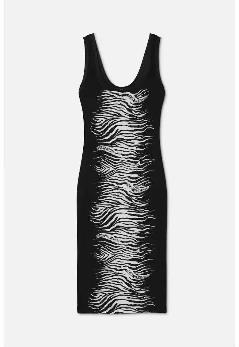 Versace Jeans Couture Миди рокля с животински принт - Черен