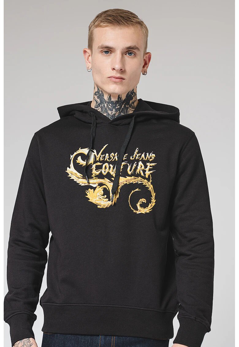 Versace Jeans Couture Памучно худи с лого - Златист/Черен