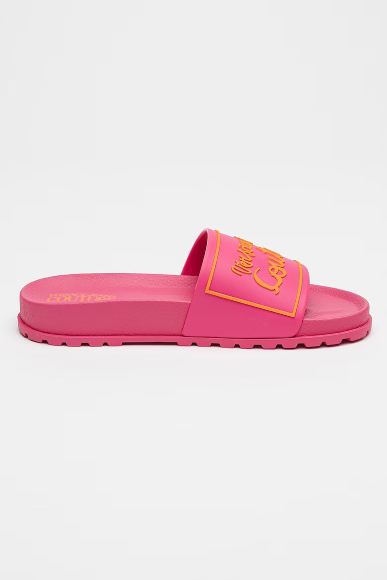 Versace Jeans Couture Равни чехли с лого Светлорозов/Мандарина