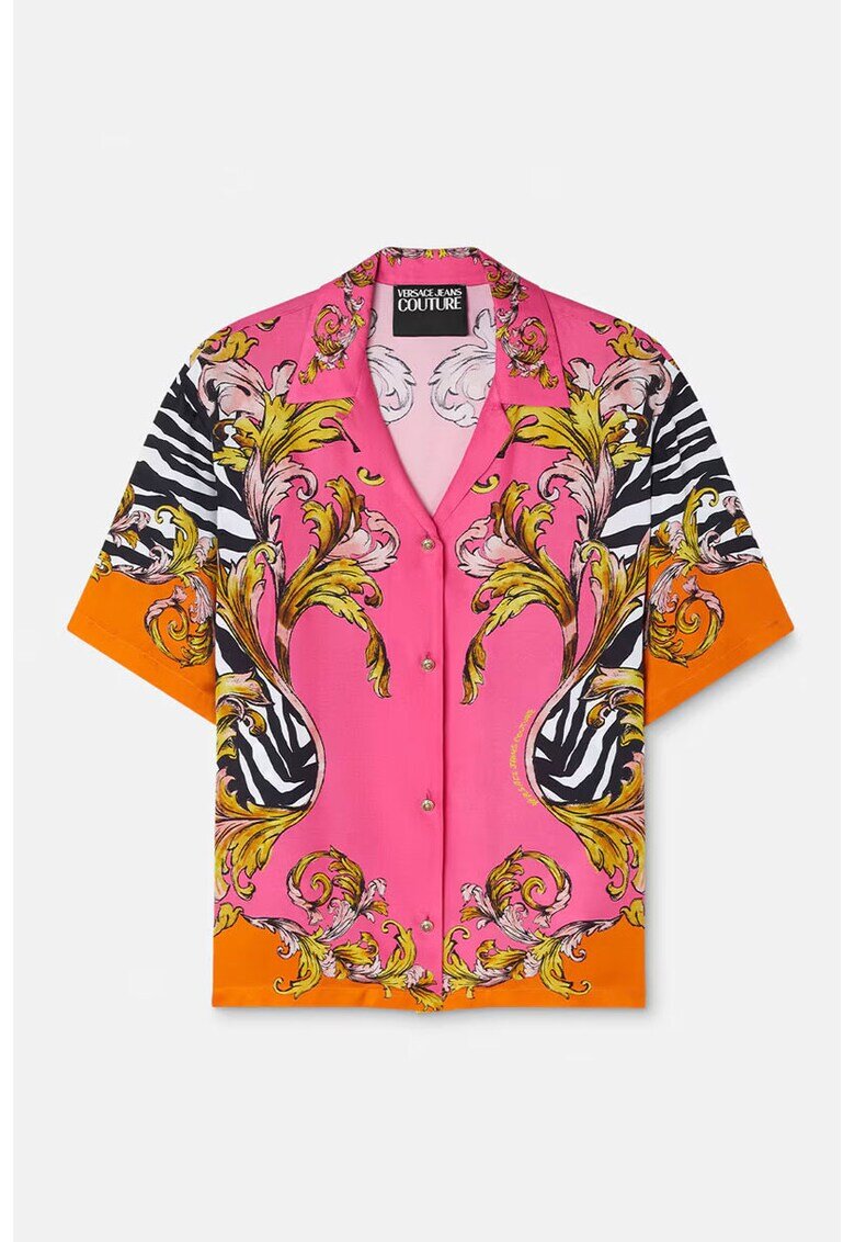 Versace Jeans Couture Риза с къс ръкав и бароков принт - Розово