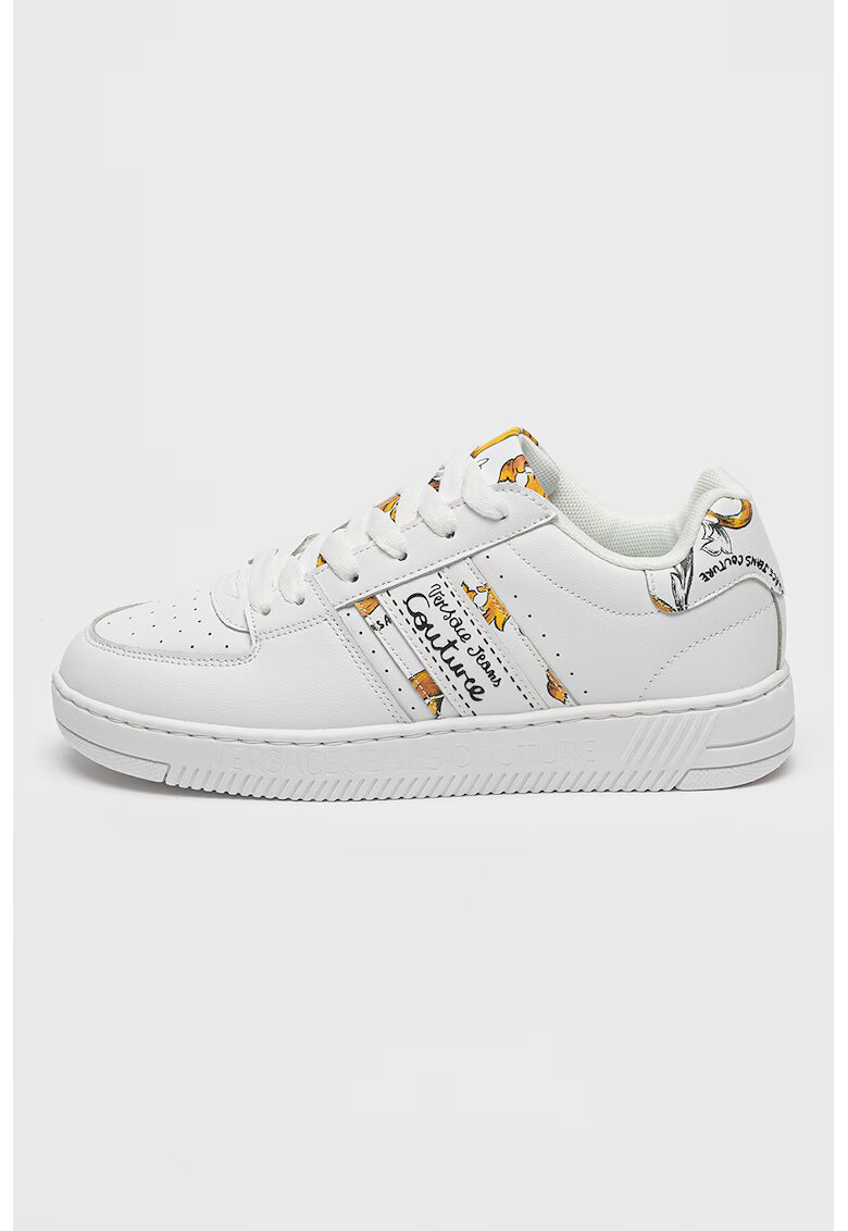 Versace Jeans Couture Спортни обувки Meyssa от кожа и еко кожа - Бял/Избеляло черно/Синапено жълто