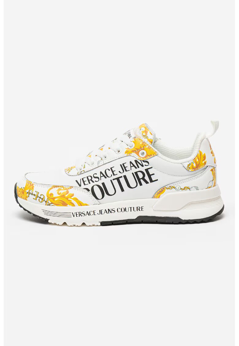 Versace Jeans Couture Спортни обувки с лого и връзки - Бял/Черен/Жълт