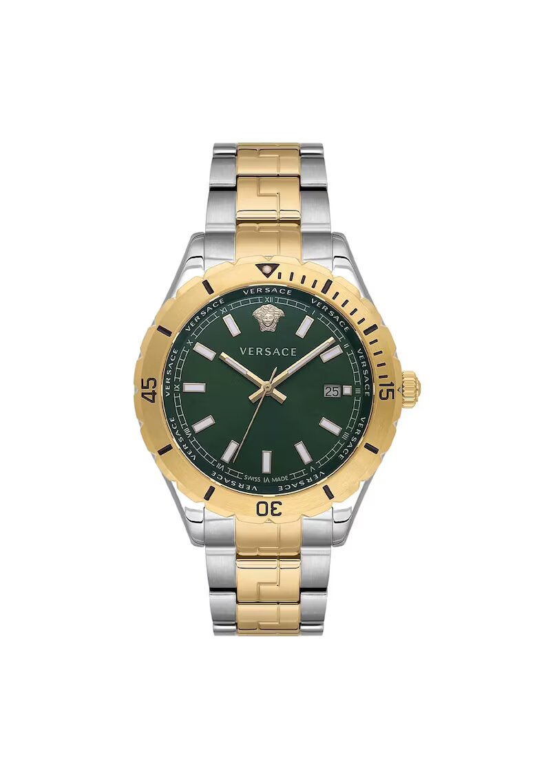 Versace Мъжки часовник модел VE3A00720 - 42 мм - стоманена каишка - зелен циферблат - златист/сребрист - водоустойчив 5 ATM