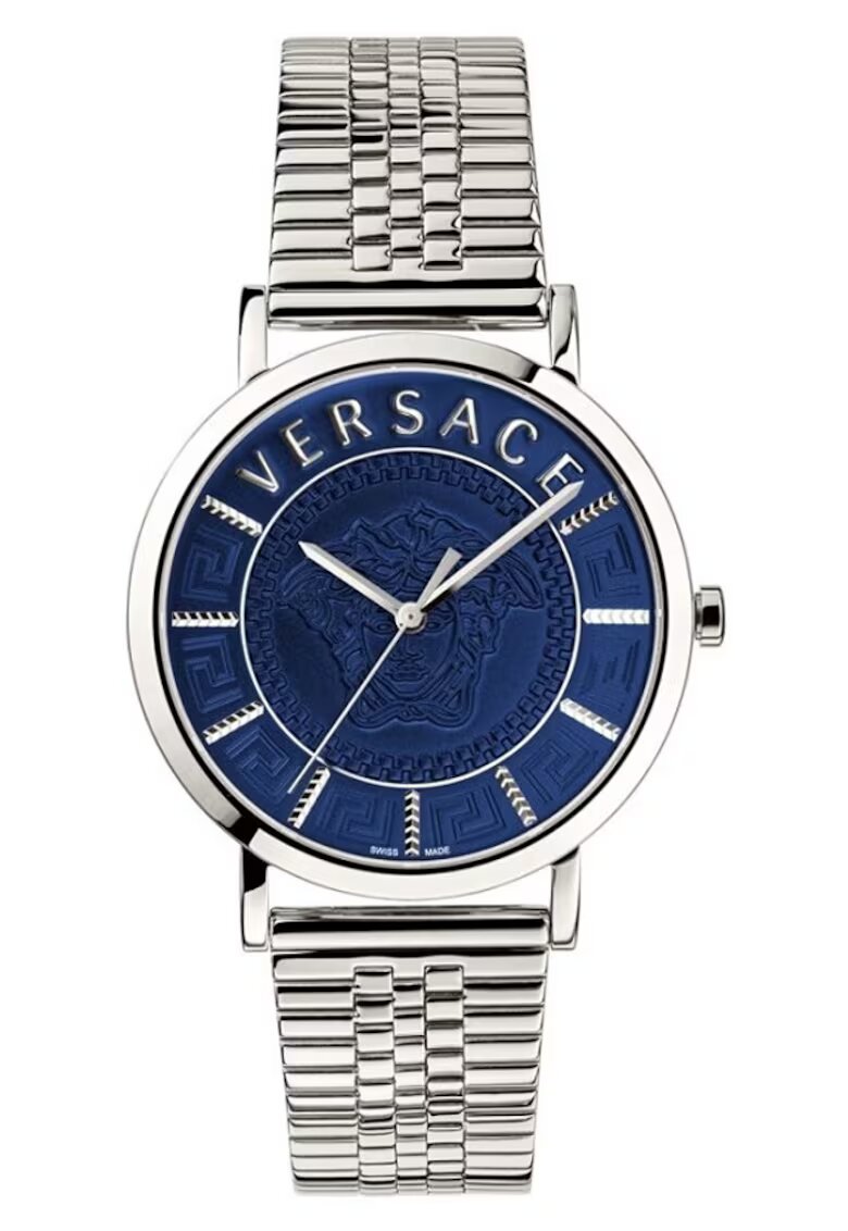Versace Мъжки часовник V-Essential - неръждаема стомана - 40мм - водоустойчив 5 ATM - сребрист