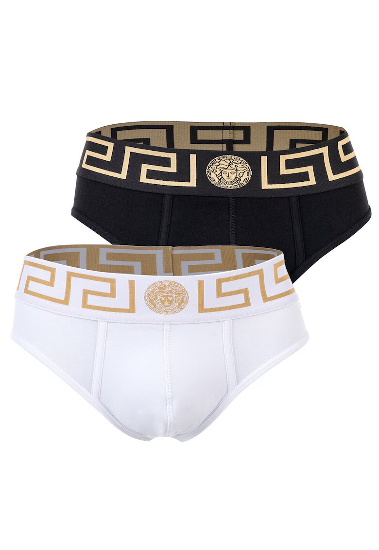 Versace Слипове с лого - 2 чифта - Бял/Черен