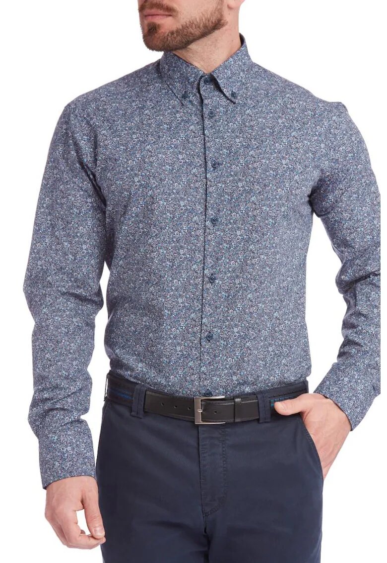 W Wegener Мъжка риза - Риза SLIM FIT 6963 - Синя